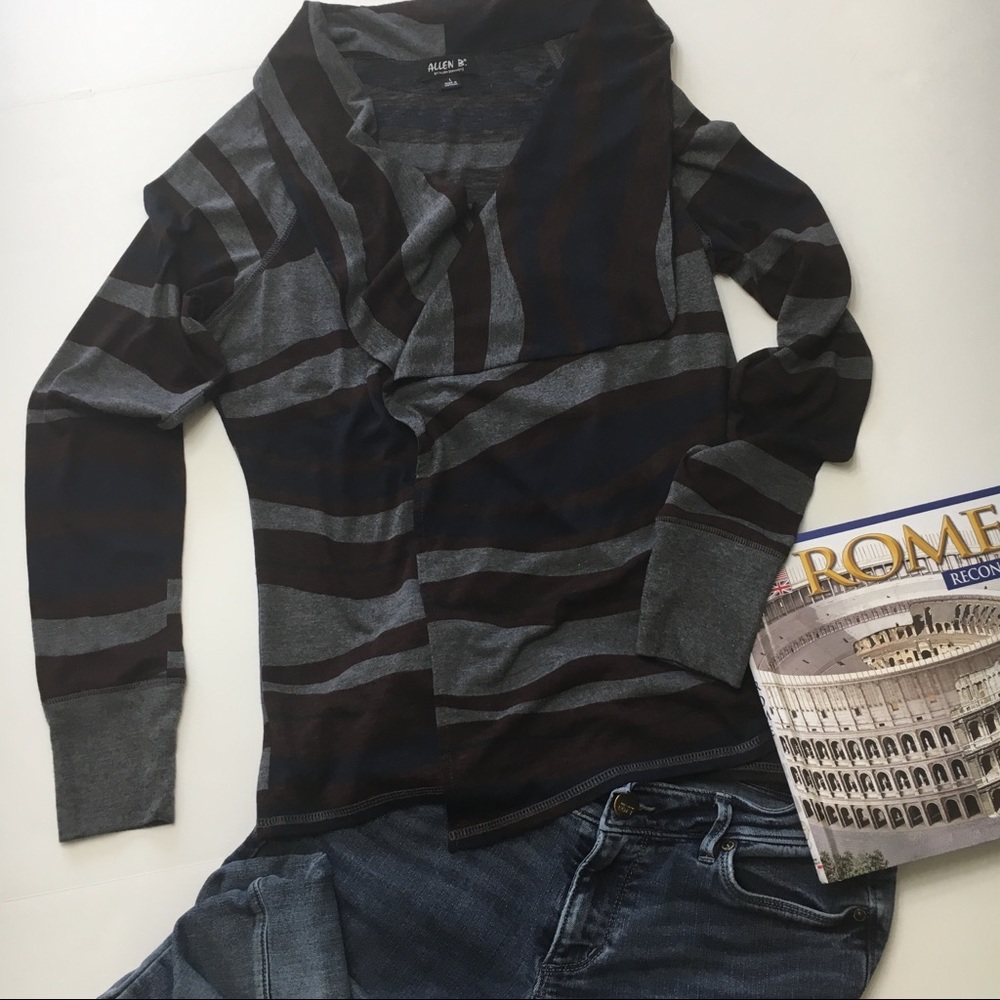 Allen B. Open Cardigan Brown Blue Gray long sleeve